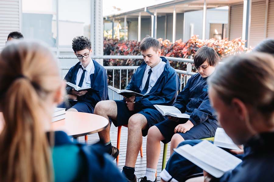 Senior School students gathered outside