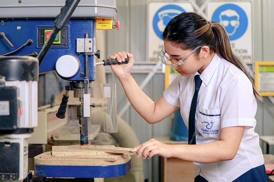 Student working on technologies project